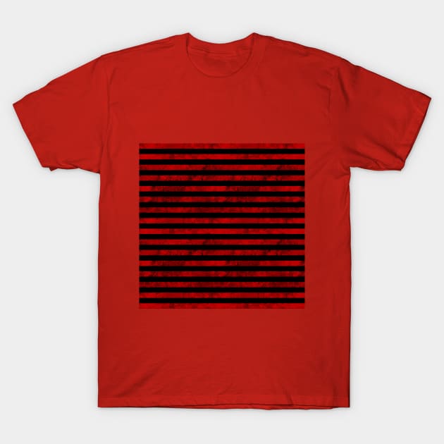 Red Stripes Horizontal Lines Prison Jail Pattern T-Shirt by DeneboArt